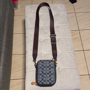 Coach Signature Small Crossbody in Blue and Brown